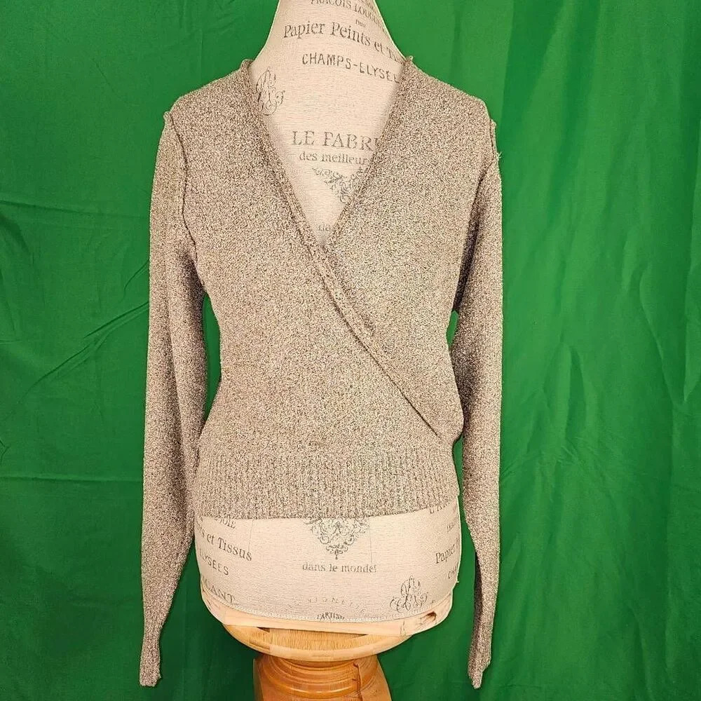 Free People Womens Going For Gold‎ Faux Wrap Sweater Medium